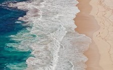 Landscape beach sand waves turquoise white coast nature Custom Gaming Mat Desk picture