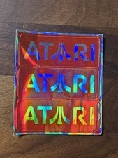 3 Vintage Red Metallic Atari Stickers Classic Logo picture