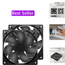 12V DC 120mm 120x120x25mm Cooling Fan 2Pin 2Wire 1600RPM 2-Pack | Durable 2-P... picture