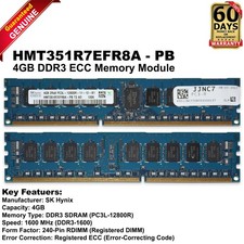 SK Hynix 32GB 8x4GB 1600MHz PC3L-12800R 2Rx8 Server Memory RAM HMT351R7EFR8A-PB picture