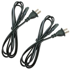 2 Pack AC Power Cord 2 Prong Figure 8 for Flat TV LCD Printer Laptop DC Adapter picture