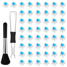 50 Pcs Blue Mechanical Keyboard Switches with Switch Puller and Brush 3-Pin Clic picture
