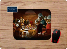 POKER PLAYING DOGS VINTAGE ART CUSTOM MOUSE PAD DESK MAT HOME SCHOOL OFFICE GIFT picture