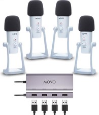 Movo USB Podcast Equipment Bundle for 4 – USB Interface with 4 UM700 Condenser picture