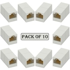 10x Cat5e RJ45 Female to Female Ethernet Network Inline Coupler Extender White picture