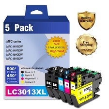High Yield LC3013XL 5-Pack Ink BK/C/M/Y for Brother MFC-J895DW J491DW J497DW  picture