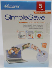 Memorex Simple Save Photo & Video Back Up Discs 5 Pack DVD 4.4 GB New Sealed picture