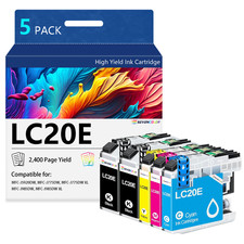 LC20E Ink Cartridges Super High Yield | 5 Pack 2Black 1Cyan 1Magenta 1Yellow picture