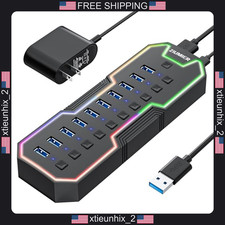 USB Hub 10 Ports RGB LED Strip Powered 3.0 with Individual Switches picture