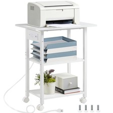 3-Tier Printer Stand with Charging Station, Rolling Printer Table picture