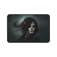 Gothic Sugar Skull Woman Desk Mat Dark Day of the Dead Gaming Mousepad Mouse Pad picture