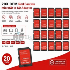 20 - OEM Red SanDisk microSD to SD SDHC SDXC Adapter fit 4GB 8GB 16GB 32GB 64GB picture