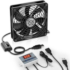 USB Fan 140Mm with Digital Temperature Controller, 5V USB Powered PC Computer Fa picture