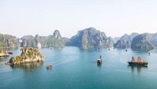 Landscape nature island mountains water boat bay halong Custom Gaming Mat Desk picture