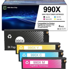 990X Compatible Ink Cartridge 4-Pack Black Cyan Magenta Yellow PageWide picture