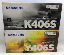 Set Of Genuine Samsung Black CLT-K406S, Yellow CLT-Y406S Toner Print Cartridges picture