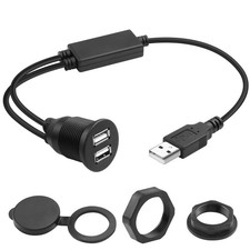 QIANRENON USB 1 to 2 Flush Mount Adapter Short Cable USB2.0 Male 2 USB2.0... picture