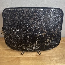 Juicy Couture Black & Silver Sequins Zippered Crown Charm Laptop Case picture