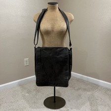 Fossil Leather Messenger LapTop Bag Gray Briefcase Travel Carrying School Carry picture