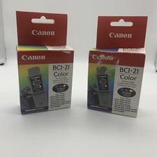 (2) Canon BC-21E Black & Tri-Color Ink Cartridge 0899A003 Genuine New Box H1 picture