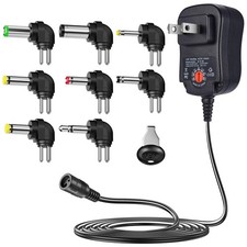 SoulBay 12W Universal AC/DC Power Adapter, 3V-12V, 8 Tips Black picture