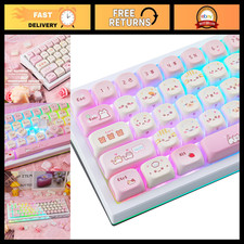 Cute Pink Cat Keycaps - Custom Pixel Kitten Keycap Set for Mechanical Keyboards picture
