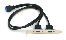 USB 3.0 Panel Mount Dual Port to 20 Pin Motherboard header Cable 24in picture