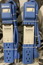 🗝️ CyberPower 2ft. Outlet Surge Protector, Blue,6 Outlets 👉2 Pack👈🆕 picture