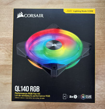 Corsair QL140 RGB 140mm Dual Fan Kit w/ Lighting Node CORE Black NEW picture