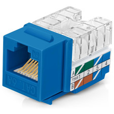 Everest 90 Degree RJ45 Cat6A Keystone Jacks Slim Profile 20-Pack Blue picture