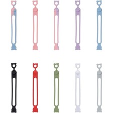 10pcs Silicone Cable Ties, Reusable Elastic Cord Wraps for Data Cables Earphones picture