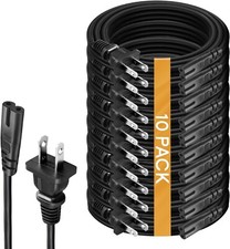 10Pack AC 2 Prong Replacement C7 Power Cord 1ft for TV PS5 PS4 PS3 Speaker Xbox picture