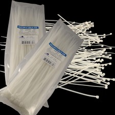 NEW WHITE 200 PCS. 12 INCH ZIP TIES NYLON 40 LBS UV WEATHER RESISTANT WIRE CABLE picture