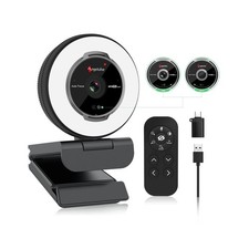 Angetube Streaming Webcam with Microphone, USB 1080P Web Cam w/Ring Light picture