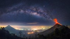 Landscape volcano eruption guatemala milky way eruptions Custom Gaming Mat Desk picture