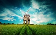 Landscape architecture windmill agro field Custom Gaming Mat Desk picture