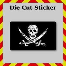 Pirate Flag Sticker, Jolly Roger Contour-Cut VInyl Printed Decal, Skull & Swords picture