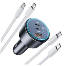 200W Super Fast Car Charger, Adapter with 2×100W USB C to C Cables, picture