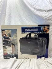 Samsonite Black Leather Briefcase Laptop Bag NIB Fits Up To 15.4” Screen 924035 picture