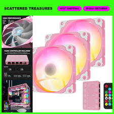 3-Pack 120mm ARGB Pink PC Case Fans for Gaming, Quiet Cooling, LED Lighting picture