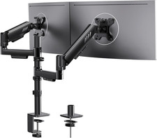 Vertical Dual Monitor Stand 13-32 Screens Stacked Mount w/ Adjustable Arms picture