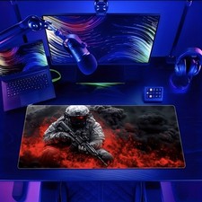 1pc Mouse Pad, Fully Armed Special Forces in Burning Red Flames And Rolling Bl picture