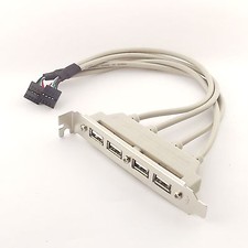 5pcs Dual Mainboard 9 Pin Header to 4 Ports USB 2.0 Female Cable PCI Bracket 1FT picture