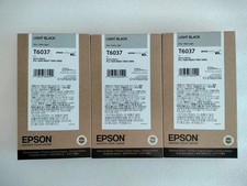 3 of 08-2023 GENUINE EPSON T6037 LIGHT BLACK 220ml INKS PRO 7800 9800 7880 9880 picture