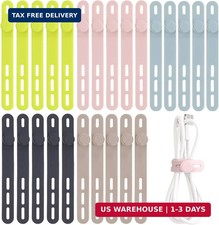 Oligei 25 Pcs Silicone Cable Ties, Cable Ties Reusable, High Elasticity Cord Wra picture