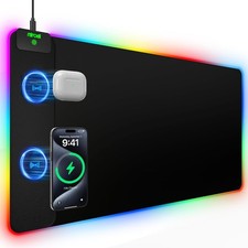 Mouse Pad with 15W Magnetic Wireless Charging 31.5x15.75 Inch, RGB Mousepad...  picture