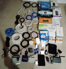 Lot of 28 Networking Wifi Routers Extenders Repeaters Switches Ethernet Cables picture