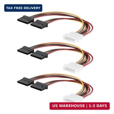 3 Pack 4 Pin Molex to Dual SATA Power Y Cable Adapter IDE 15 Pin Splitter 7