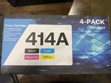 Toner Cartridge 414A Black Cyan Magenta Yellow, 4 Pack High Yield, New EXP 4/26 picture