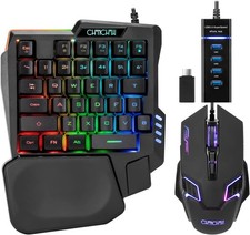 One-Handed Half Keyboard & Mouse Combo USB Type-C Adapter RGB 7200DPI picture
